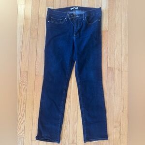 Indigo Dark Blue Straight Leg Jeans